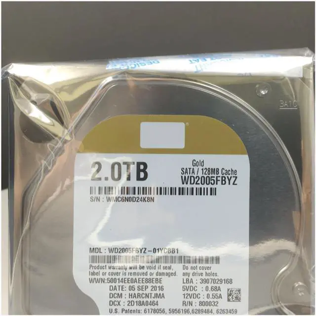 Alt view image 3 of 6 - HDD For WD Brand Gold 2TB 3.5" SATA 6 Gb/s 128MB 7200RPM For Internal HDD For Enterprise Class HDD For WD2005FBYZ