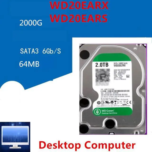 Main image of HDD For WD Green 2TB 3.5" SATA 6 Gb/s 64MB 7200RPM For Internal HDD For Surveillance HDD For WD20EARX WD20EARS