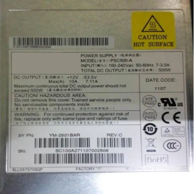 Alt view image 3 of 6 - PSU For Huawei POE S2700 S3700 2326TP-PWR-EI 500W Switching Power Supply PSC500-A W0PSA5000 YM-2501BAR