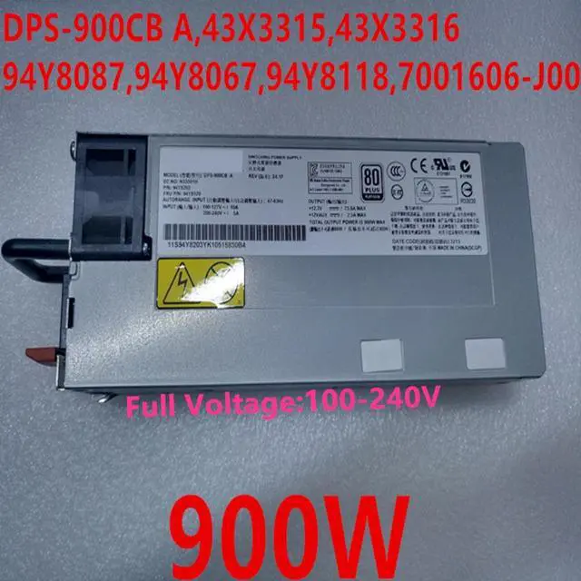 Main image of PSU For IBM 3550 3650M4M5 X3850X6 900W Power Supply DPS-900CB A 43X3315 94Y8087 94Y8067 94Y8118 7001606-J00 94Y8119