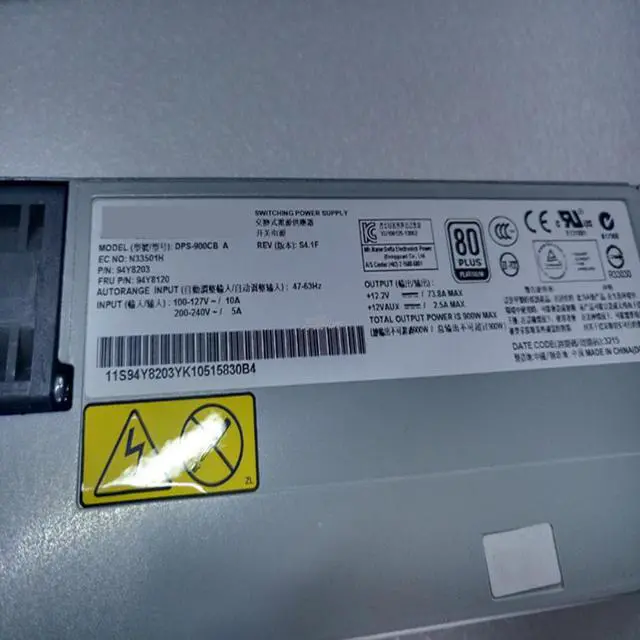 Alt view image 3 of 6 - PSU For IBM 3550 3650M4M5 X3850X6 900W Power Supply DPS-900CB A 43X3315 94Y8087 94Y8067 94Y8118 7001606-J00 94Y8119