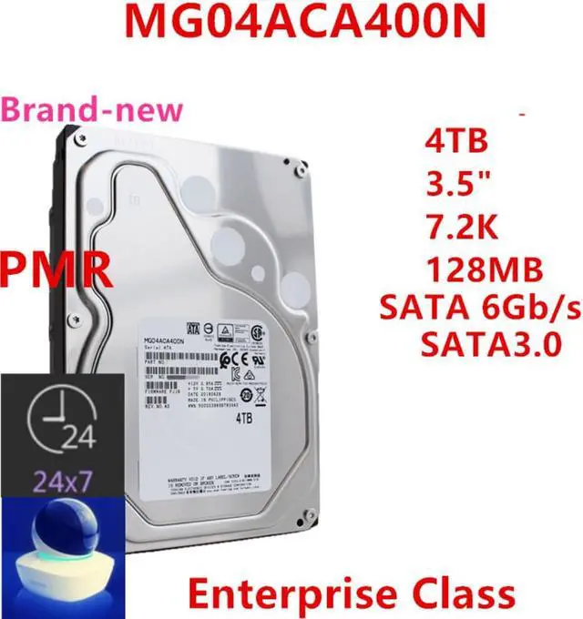 Main image of HDD For Toshiba 4TB 3.5" 7.2K PMR SATA 6 Gb/s 128MB 7.2K For Internal HDD For Enterprise Class HDD For MG04ACA400N