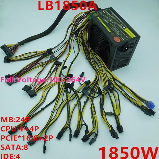 Alt view image 4 of 6 - Miner PSU For LeyBold 6 Cards 8 Cards Video Card Power Supply 1850W Mining Power Supply LB1850A