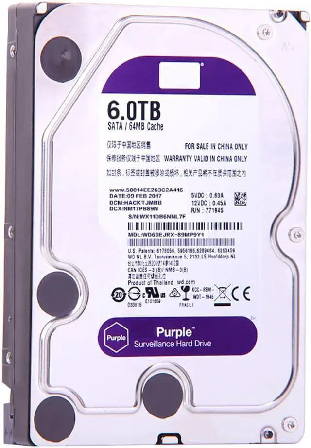 Alt view image 3 of 6 - HDD For WD Purple 6TB 3.5" SATA 64MB 5400RPM For Internal Hard Disk For Surveillance HDD For WD60EJRX WD60PURX