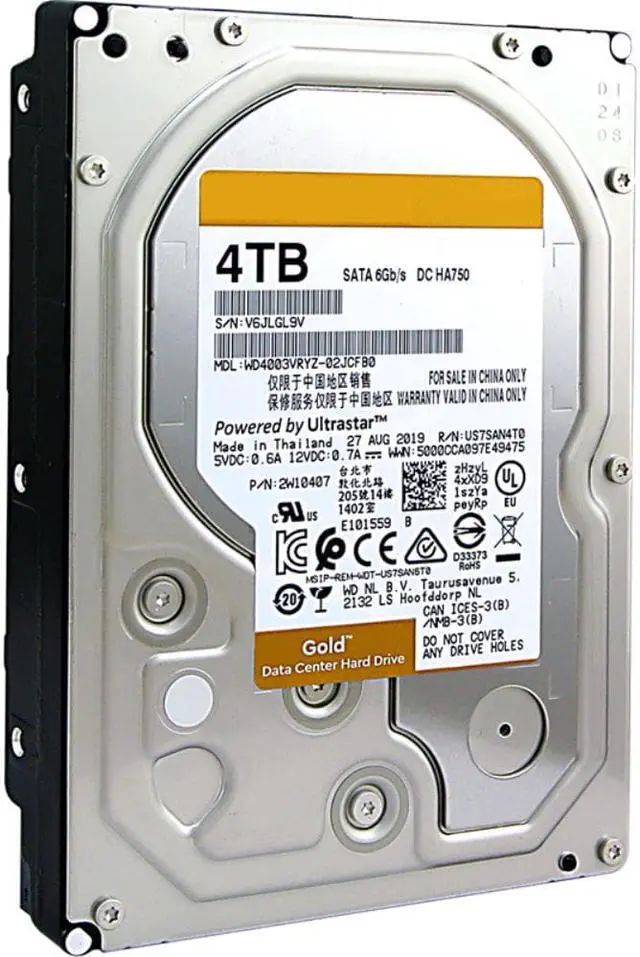 Alt view image 2 of 6 - HDD For WD Gold 4TB 3.5" SATA 6 Gb/s 256MB 7200RPM For Internal Hard Disk For Enterprise Class HDD For WD4003VRYZ