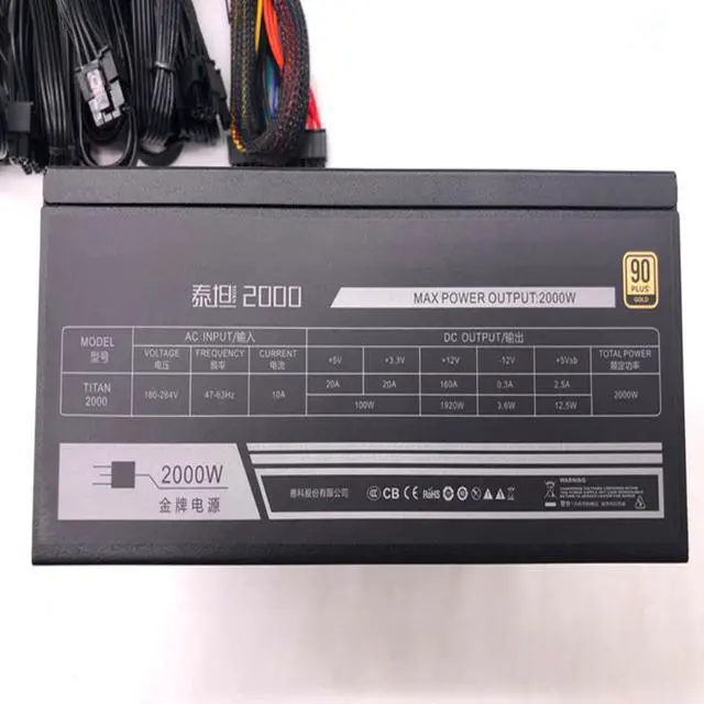 Alt view image 3 of 6 - Miner PSU For HKC 80plus Gold 1080TI Special Power Supply For 6 cards 8 cards and 12 cards Mining Power Supply 2000W