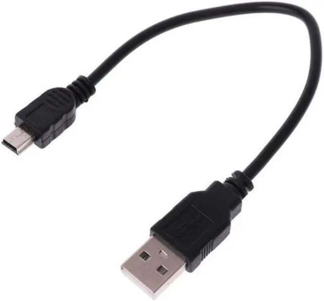 Main image of Portable Black USB 2.0 Short  Male to Mini 5 Pins  Data Cable Cord Adapter