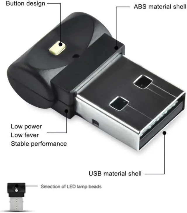Alt view image 4 of 4 - Mini USB LED RGB Ambient Light Car Light Auto Interior Atmosphere Light Low-power RGB Multi-function High-bright