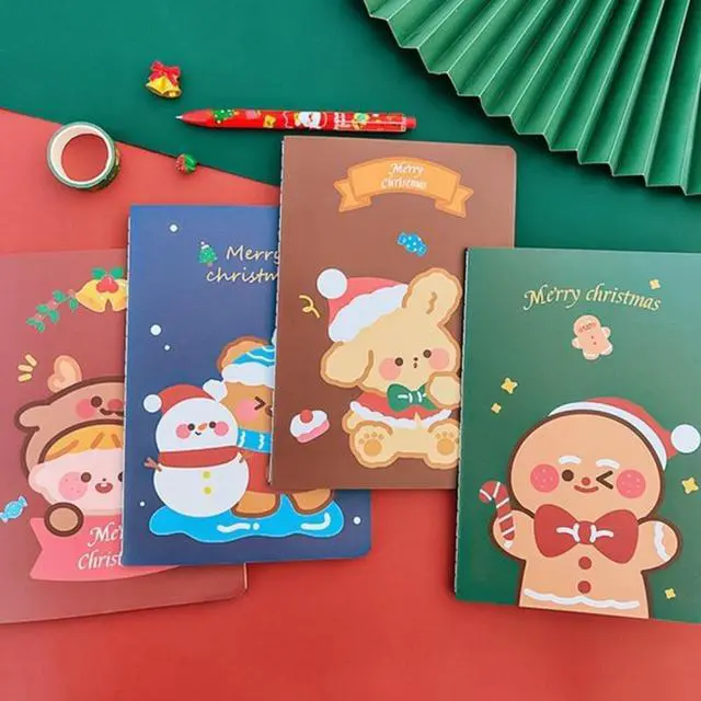 Alt view image 4 of 6 - Christmas Notebook Cute Cartoon A5 Exercise Books Children's Diary Message Notepad Student School Office Stationery Supplies