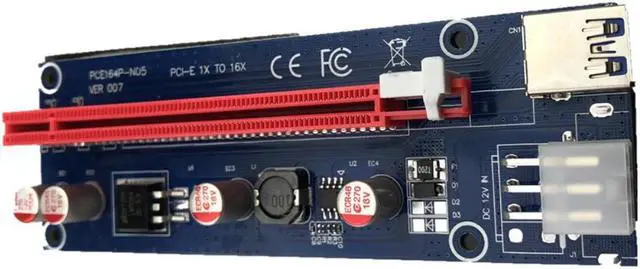 Alt view image 4 of 4 - ship VER007 60CM PCI-E Riser Card PCIE 1x to 16x Extender + USB 3.0 Cable / 6Pin Molex Power Supply for BTC LTC ETH Miner
