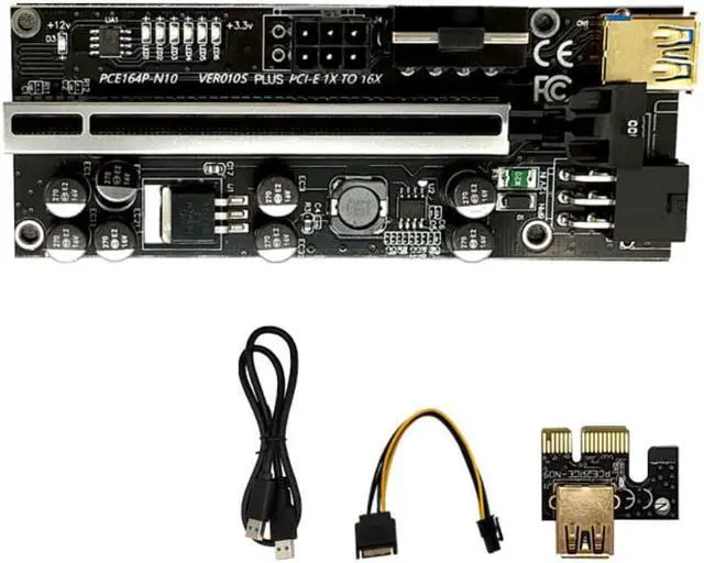 Alt view image 5 of 7 - PCI-E 1X to 16X Riser Card,GPU Riser Adapter Card,with 0.6 m USB 3.0 Extension Cable,6PIN / 4PIN / SATA Interface for Bitcoin