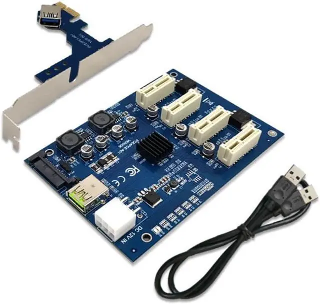 Main image of PCIE 1 to 4 Port 1X Adapter Board PCI Express Multiplier Riser Card PCI-E 16X Riser GPU Graphics Adapter for Mining