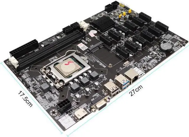 Alt view image 7 of 7 - B75 ETH Mining Motherboard CPU DDR3 LGA 1155 MSATA 12 PCIE PCI-E GPU Graphics Card Support VGA BTC Bitcoin Miner Rig