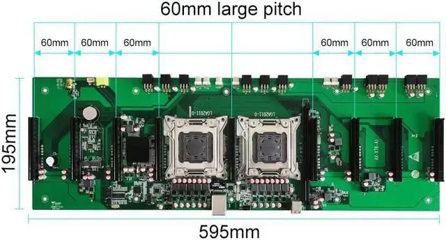 Alt view image 4 of 4 - x79 Dual CPU LGA2011 X79 Motherboard CPU 5X PCI-E 8X LGA 2011 DDR3 Support 3060 3080 GPU for BTC Miner Mining