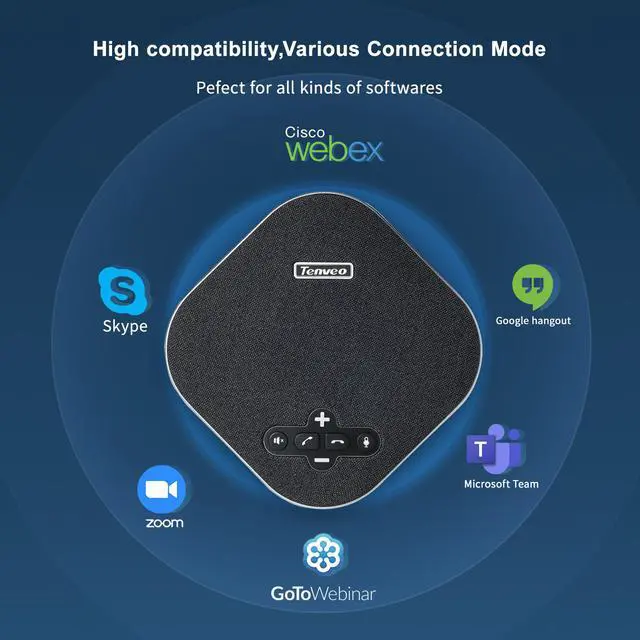 Alt view image 8 of 8 - TEVO-NA200 USB Conference Speaker Built-in 360° 4 Array Microphones USB plug and Play Speakerphone with 5m Voice pick up range for 10 people in 20 Square meters