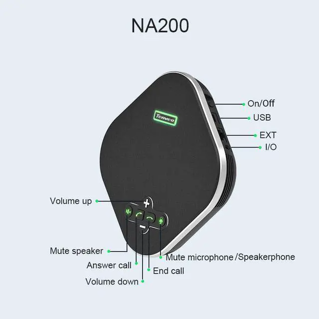 Alt view image 6 of 8 - TEVO-NA200 USB Conference Speaker Built-in 360° 4 Array Microphones USB plug and Play Speakerphone with 5m Voice pick up range for 10 people in 20 Square meters