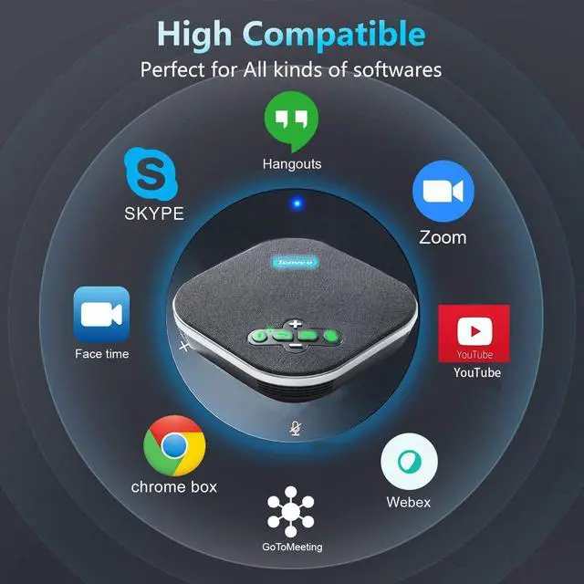 Alt view image 7 of 7 - TEVO-NA200B Bluetooth Speakerphone Computer Speaker with 4 Microphones VoiceIA Noise Cancelling USB Microphone for PC, Laptop and Mobile Device