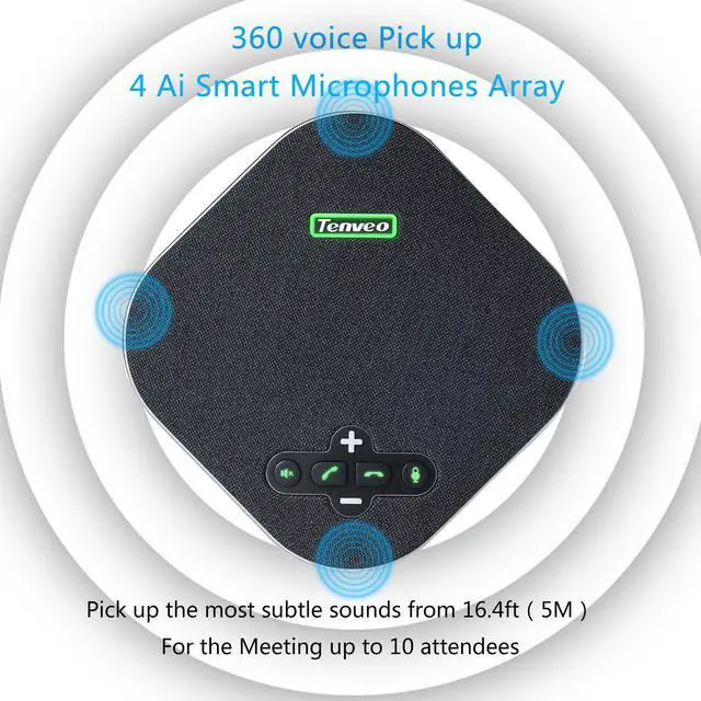 Alt view image 2 of 7 - NA200G Wireless Conference Speaker with Dongle Idea for Home Office 360 Degree Voice Pickup 4 Ai Echo&Noise Canceling Microphones USB Speakerphone with Aux out