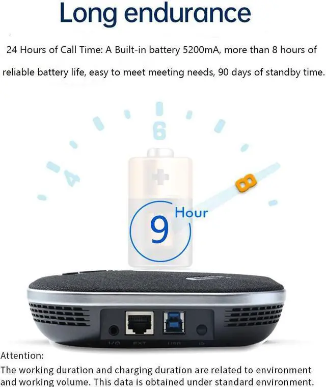 Alt view image 6 of 7 - TEVO-NA200B Bluetooth Speakerphone Computer Speaker with 4 Microphones VoiceIA Noise Cancelling USB Microphone for PC, Laptop and Mobile Device