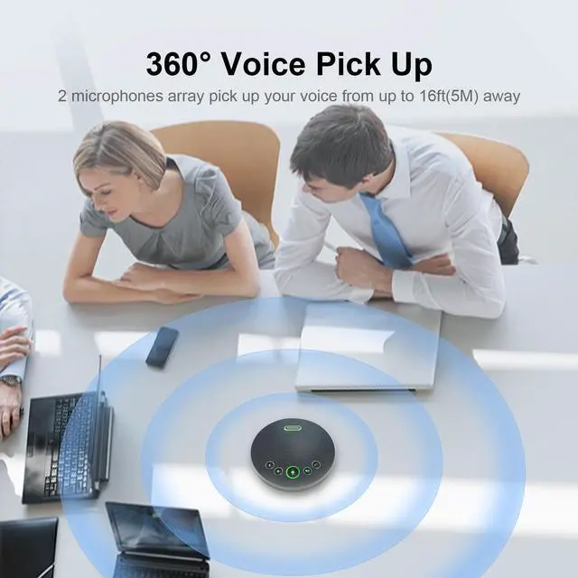 Alt view image 2 of 7 - M3B Bluetooth Conference Speakerphone Bluetooth5.0 with Bluetooth Dongle Conference Speaker 5M Voice Pick Up Range for 10 People Easy to carry Work with Zoom WebEx Google Meeting