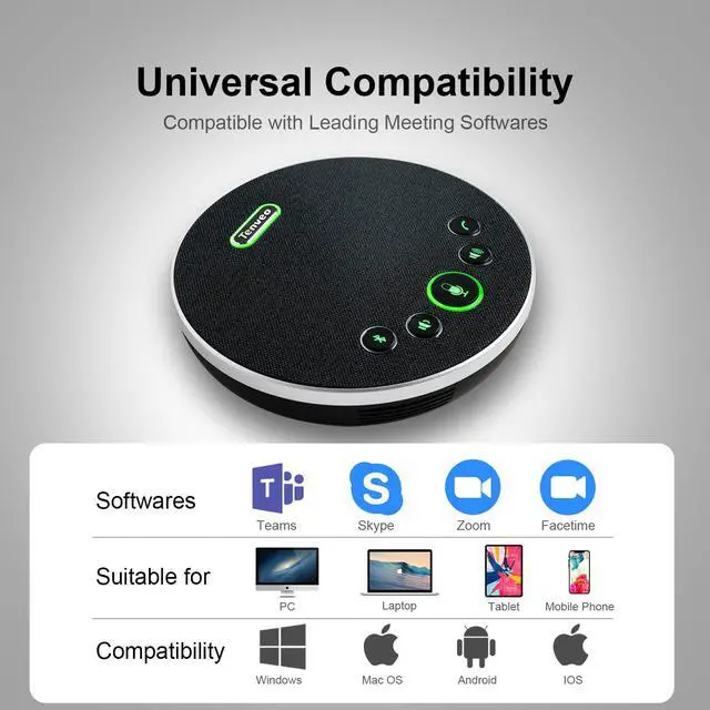 Alt view image 6 of 7 - M3B Bluetooth Conference Speakerphone Bluetooth5.0 with Bluetooth Dongle Conference Speaker 5M Voice Pick Up Range for 10 People Easy to carry Work with Zoom WebEx Google Meeting