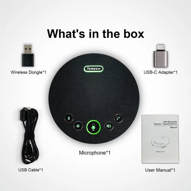 Alt view image 7 of 7 - M3B Bluetooth Conference Speakerphone Bluetooth5.0 with Bluetooth Dongle Conference Speaker 5M Voice Pick Up Range for 10 People Easy to carry Work with Zoom WebEx Google Meeting