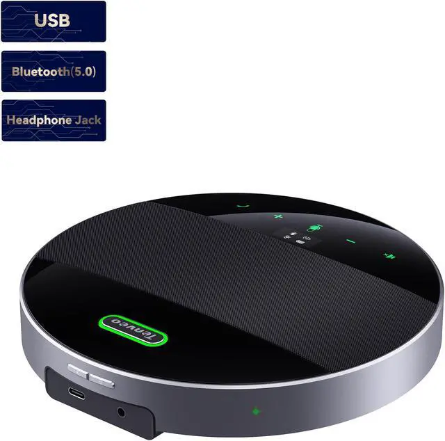 Alt view image 3 of 7 - Tenveo M5B Bluetooth Conference Speakerphone Bluetooth 5.0 with Bluetooth Dongle Conference Microphone 19.6ft(6M) Voice Pick Up Range for 20 People