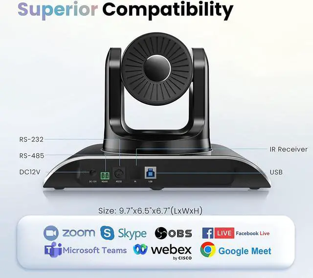 Alt view image 6 of 7 - Tenveo 4K PTZ Conference Camera with 5X Digital Zoom AI Tracking Gesture Control 124° Wide Angle USB PTZ Camera for OBS Teams Zoom Live Streaming(VHD4K)
