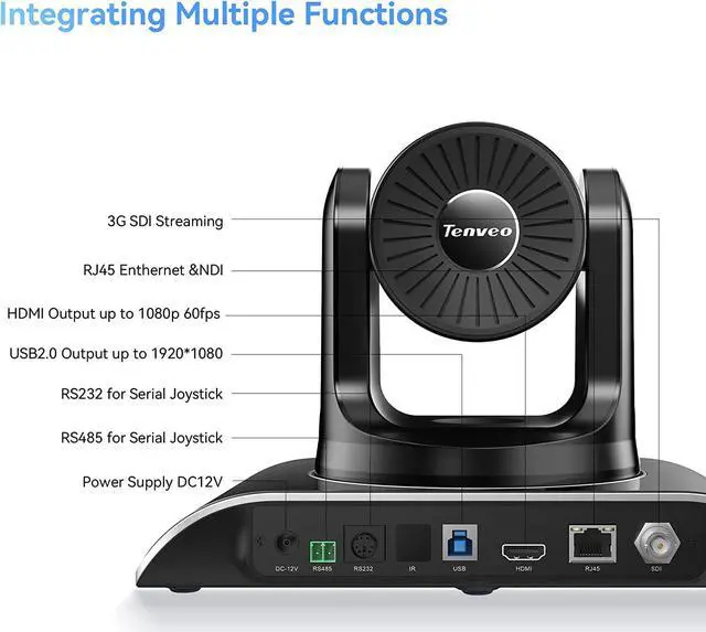 Alt view image 6 of 7 - Tenveo NDI Camera 20X Optical Zoom NDI PTZ Camera HDMI 3G-SDI IP Live Streaming PTZ Camera for Church Worship Education Events 1080P 60FPS High Image