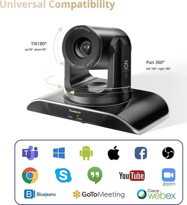 Alt view image 7 of 7 - Tenveo NDI Camera 20X Optical Zoom NDI PTZ Camera HDMI 3G-SDI IP Live Streaming PTZ Camera for Church Worship Education Events 1080P 60FPS High Image