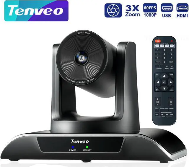 Main image of Tenveo Conference Room Camera 3X Optical Zoom 1080p 60fps USB3.0 HDMI PTZ Video Conference Camera 114° Wide Angle Easy to Use with Zoom OBS Teams Vmix for Church Education Live Streaming