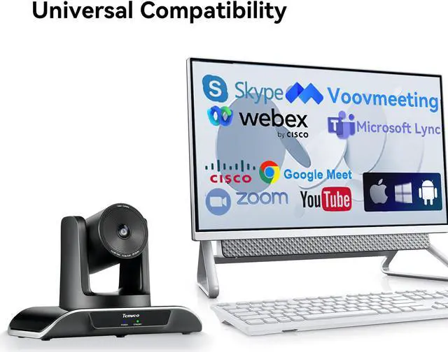 Alt view image 7 of 7 - Tenveo Conference Room Camera 3X Optical Zoom 1080p 60fps USB3.0 HDMI PTZ Video Conference Camera 114° Wide Angle Easy to Use with Zoom OBS Teams Vmix for Church Education Live Streaming