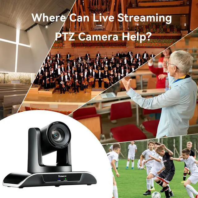 Alt view image 7 of 7 - Tenveo VHD612A AI Auto-Tracking HD1080P 60fps PTZ Conference Camera 3G-SDI HDMI USB and IP Streaming Outputs Support POE 12X Optical Zoom Broadcast Live Streaming Camera for Conference Church