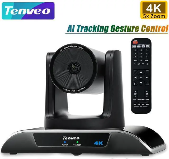 Main image of Tenveo 4K PTZ Conference Camera with 5X Digital Zoom AI Tracking Gesture Control 124° Wide Angle USB PTZ Camera for OBS Teams Zoom Live Streaming(VHD4K)