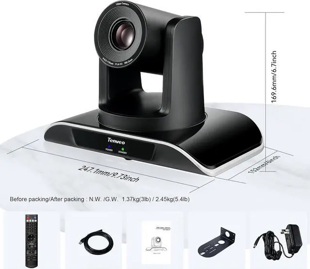 Alt view image 7 of 7 - Tenveo VHD20H Conference Room Camera 20X Optical Zoom HD 1080P 60fps USB HDMI RJ45 IP PTZ Camera Supports Skype Zoom Teams OBS Windows Mac for Business Meeting Church Education Medical Live Streaming