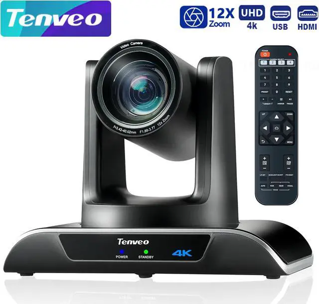 Main image of Tenveo VHDPRO12U-4K 4K PTZ Conference Room Camera 12X Optical Zoom USB3.0/HDMI Wide View Angle 4K PTZ Camera for Video Conference Church Services Worship 
Events Skype/Zoom/OBS/YouTube Live Streaming