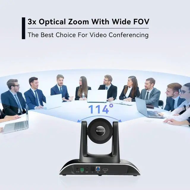 Alt view image 4 of 7 - Tenveo All-in-One Conference System 3X Optical Zoom PTZ Camera with Bluetooth Speakerphone Upgraded System Audio and Video Output USB3.0/HDMI/RS485/RS232 Works with Zoom Skype Teams for Room Meeting