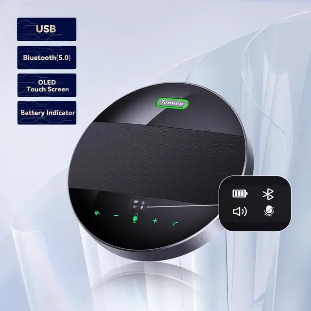 Alt view image 6 of 7 - Tenveo All-in-One Conference System 3X Optical Zoom PTZ Camera with Bluetooth Speakerphone Upgraded System Audio and Video Output USB3.0/HDMI/RS485/RS232 Works with Zoom Skype Teams for Room Meeting