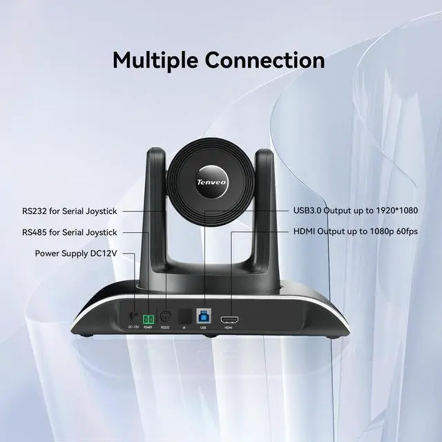 Alt view image 7 of 7 - Tenveo All-in-One Conference System 3X Optical Zoom PTZ Camera with Bluetooth Speakerphone Upgraded System Audio and Video Output USB3.0/HDMI/RS485/RS232 Works with Zoom Skype Teams for Room Meeting