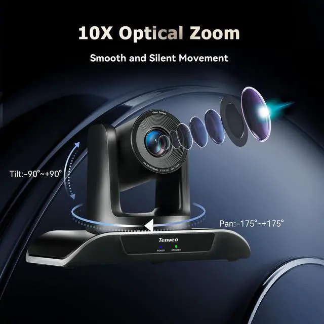 Alt view image 3 of 7 - Tenveo Video Conference System 10X Optical Zoom Conference Room Camera USB/HDMI Video Oputput with Bluetooth Microphone Speaker for Business Meeting Education Works with Teams Zoom OBS(VHDPRO10U+M3B)