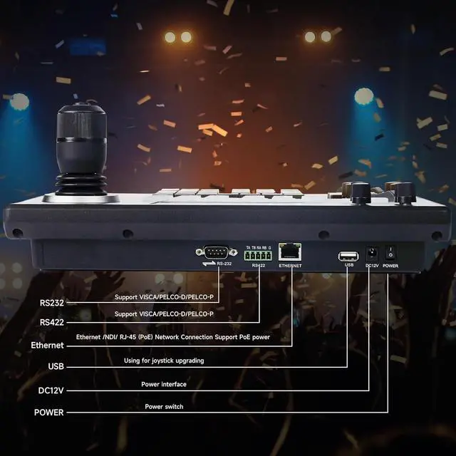 Alt view image 4 of 7 - Tenveo KB200PRO PTZ Camera Joystick Controller 5'' LCD Screen Real-time Preview 4D Joystick Keyboard Controller Support NDI PoE VISCA Pelco-D/P RS422/RS485 RS232 RJ45 For Church Live/Events/Streaming