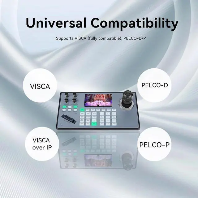 Alt view image 6 of 7 - Tenveo KB200PRO PTZ Camera Joystick Controller 5'' LCD Screen Real-time Preview 4D Joystick Keyboard Controller Support NDI PoE VISCA Pelco-D/P RS422/RS485 RS232 RJ45 For Church Live/Events/Streaming