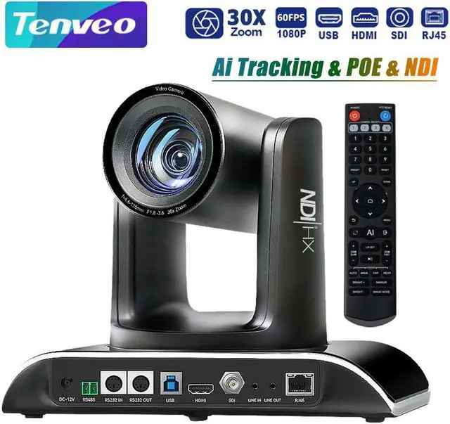 Main image of Tenveo VHD630A-NDI AI Auto Tracking NDI PTZ Camera 3G-SDI/HDMI/USB3.0/LAN PoE 30X Optical+8X Digital Zoom IP Live Streaming Camera 1080P 60FPS for Church Services Worship Large Events Live Broadcast