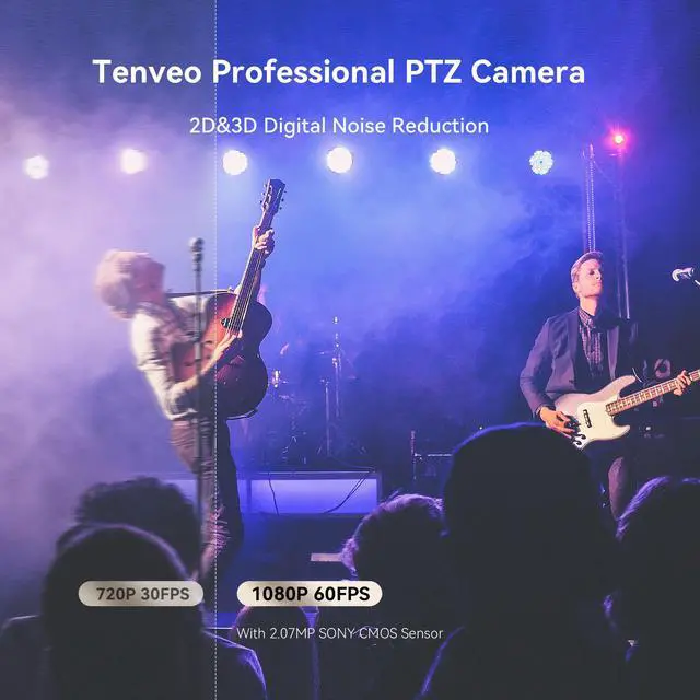 Alt view image 3 of 7 - Tenveo VHD630A-NDI AI Auto Tracking NDI PTZ Camera 3G-SDI/HDMI/USB3.0/LAN PoE 30X Optical+8X Digital Zoom IP Live Streaming Camera 1080P 60FPS for Church Services Worship Large Events Live Broadcast