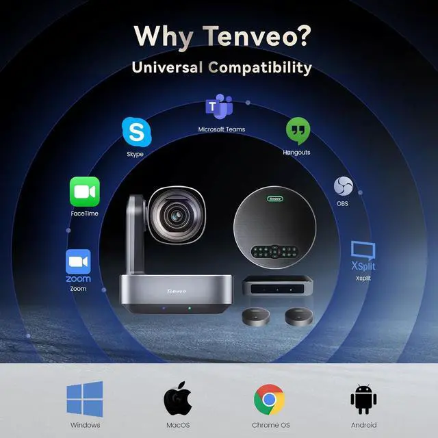 Alt view image 7 of 7 - Tenveo VA512Group-EX All-in-One 4K PTZ Conference Camera with Bluetooth Speakerphone System 2 Expansion mics 12X Optical Zoom Wide View Angle Lens Works with Zoom Skype Teams