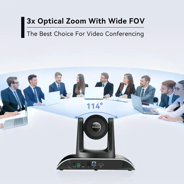 Alt view image 3 of 7 - Tenveo All-in-One Conference System 3X Optical Zoom PTZ Camera with Bluetooth Speakerphone Upgraded System Audio and Video Output USB3.0/HDMI/RS485/RS232 Works with Zoom Skype Teams (VHD3U+M3B)