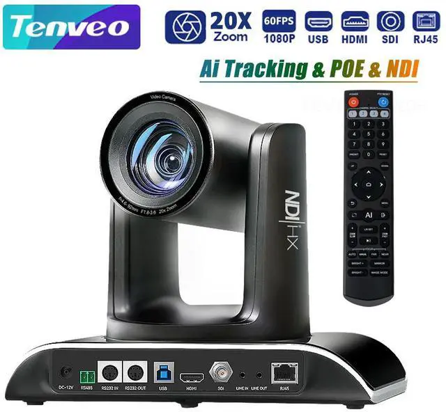 Main image of Tenveo VHD620A-NDI AI Auto Tracking NDI PTZ Camera 3G-SDI/HDMI/USB3.0/LAN PoE 20X Optical+8X Digital Zoom IP Live Streaming Camera 1080P 60FPS for Church Services Worship Large Events Live Broadcast