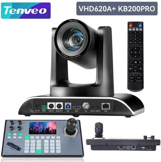 Main image of Tenveo VHD620A+KB200PRO-20X Optical Zoom PTZ Camera with HDMI/USB3.0/LAN(PoE) and PTZ Controller Joystick Keyboard Bundle/Kits for Church Worship Services Live Streaming Video Conference