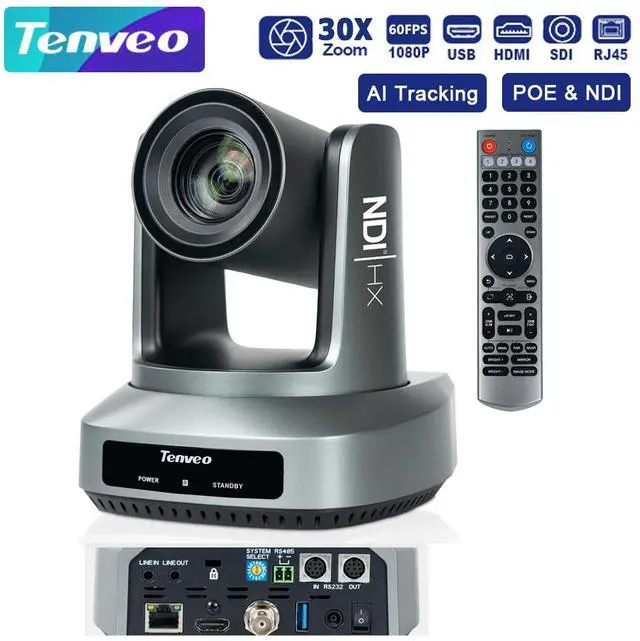 Main image of Tenveo UV630A-NDI AI Auto Tracking NDI PTZ Conference Camera HD1080P 60fps 30X Optical Zoom+18X Digital Zoom HDMI USB SDI IP POE for Church Education Live Streaming for Live Streaming Church Services