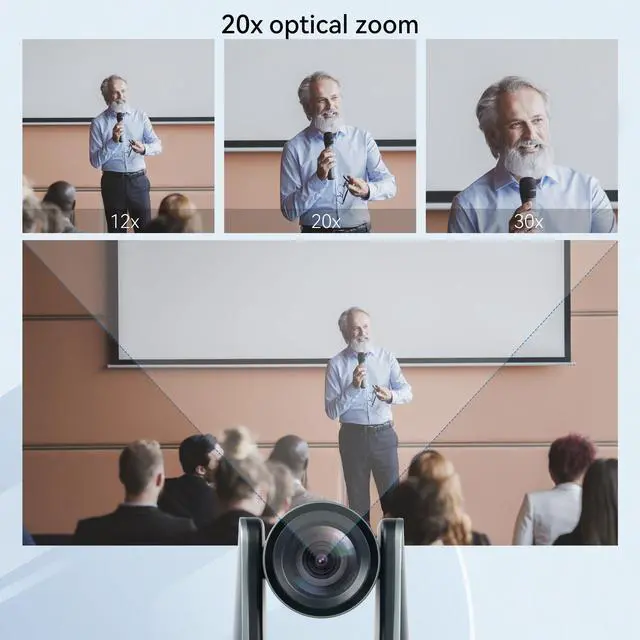 Alt view image 5 of 7 - Tenveo UV620A PTZ Conference Camera 20X Optical Zoom + 16X Digital Zoom 1080P 60FPS USB HDMI 3G-SDI IP Live Streaming Camera AI Auto Tracking Camera PoE for Church Worship Education Sport Events vMix